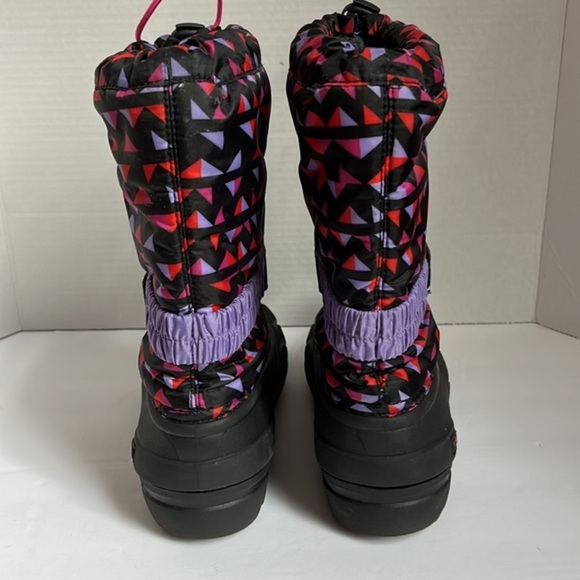 Sorel Youth‎ Flurry Print Winter Purple Pink Rubber Snow Boots Size 5 - Picture 5 of 11